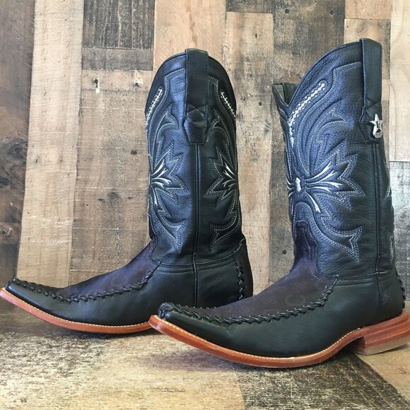 Los Altos Pointed Toe Western Black Cowboy Boots Mens 8.5 EE - Picture 12 of 12